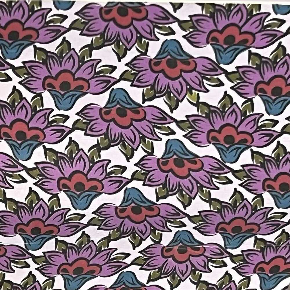 Vera Bradley Printed Note Cube Scaevola Fan Purple Edges White Paper